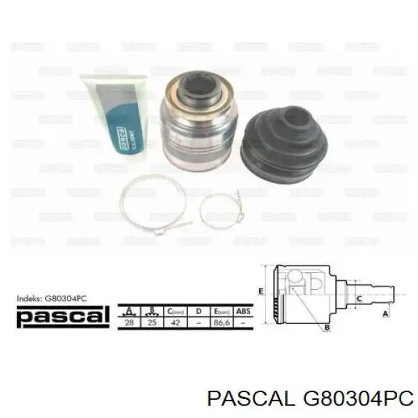 G80304PC Pascal шрус внутрішній, передній, правий
