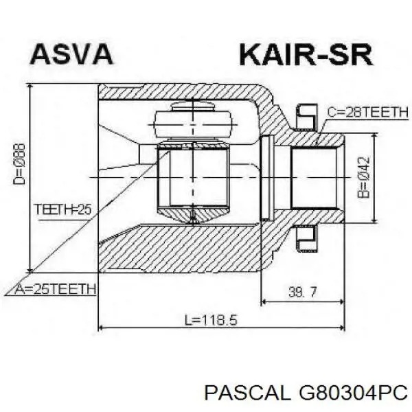 Купити G80304PC Pascal ШРУС внутрішній правий