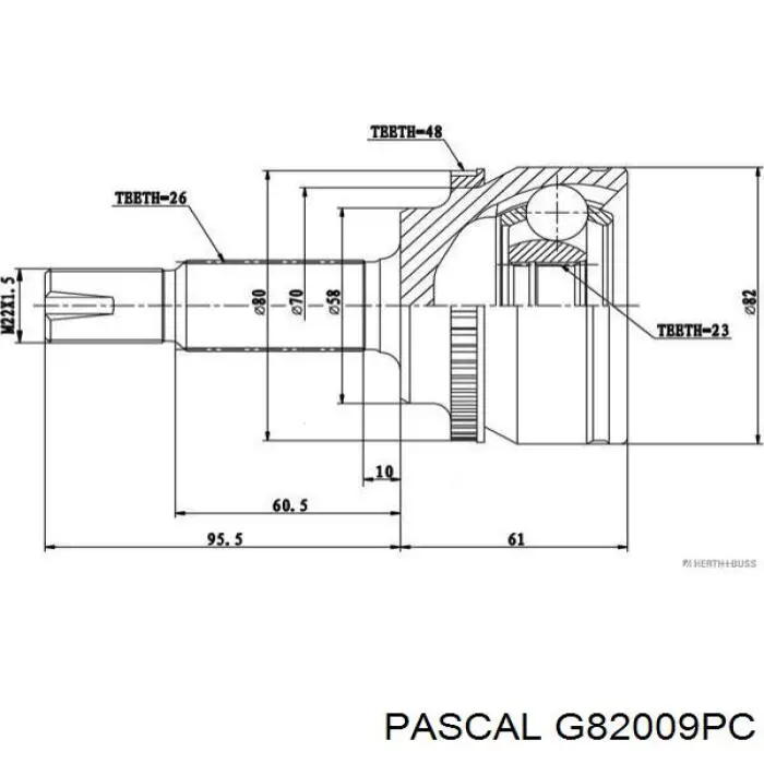 G82009PC Pascal піввісь (привід передня, ліва)