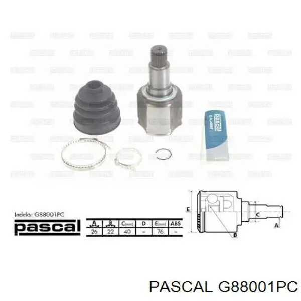 ШРКШ внутрішній, передній, правий Pascal G88001PC ціна, від 31.58 USD