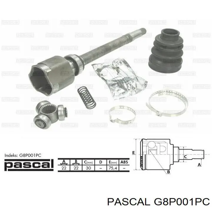 G8P001PC Pascal шрус внутрішній, передній, правий