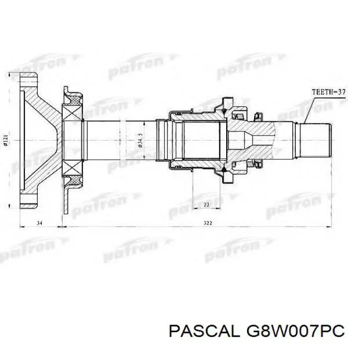 Вал приводу піввісь, проміжний Pascal G8W007PC ціна, від 56.09 USD