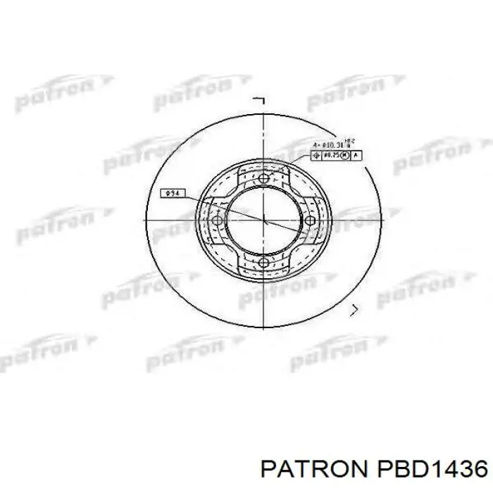 Диск гальмівний передній PBD1436 Patron