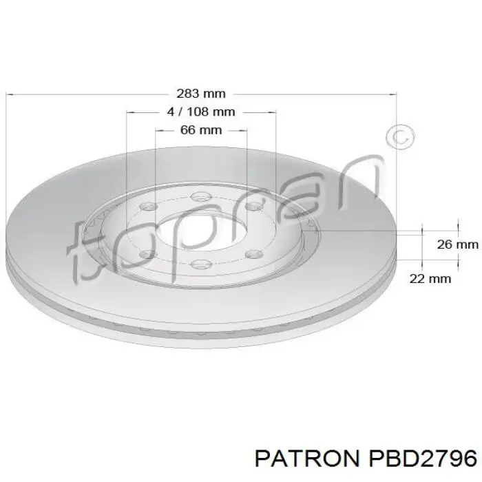 Диск гальмівний передній 1667857180 Peugeot/Citroen