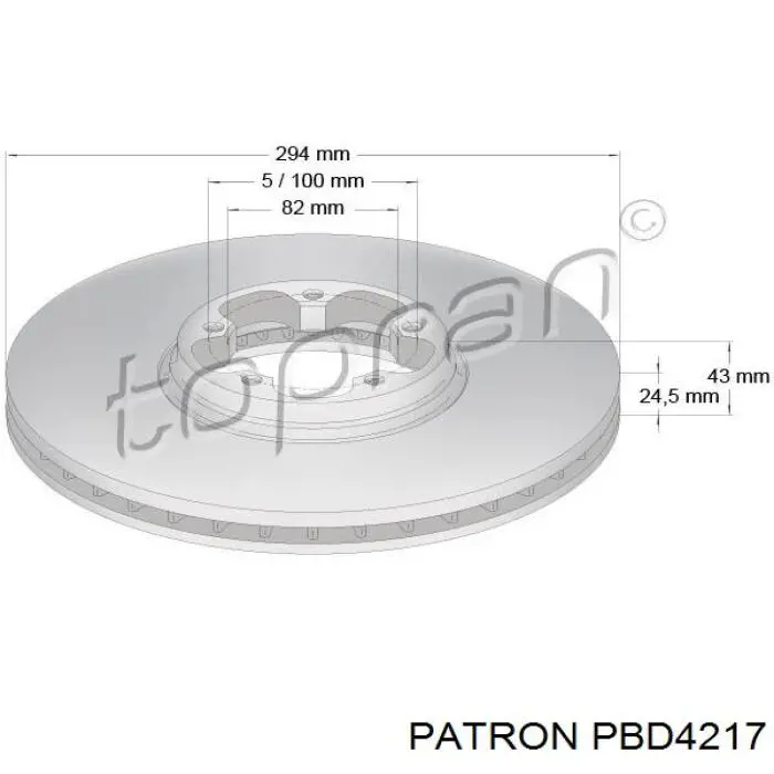 Диск гальмівний передній PBD4217 Patron