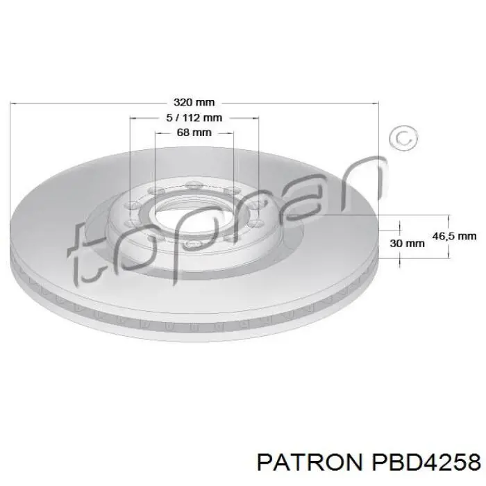 Диск гальмівний передній PBD4258 Patron