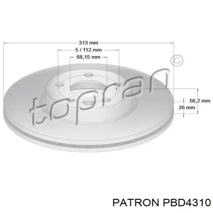 Диск гальмівний передній PBD4310 Patron