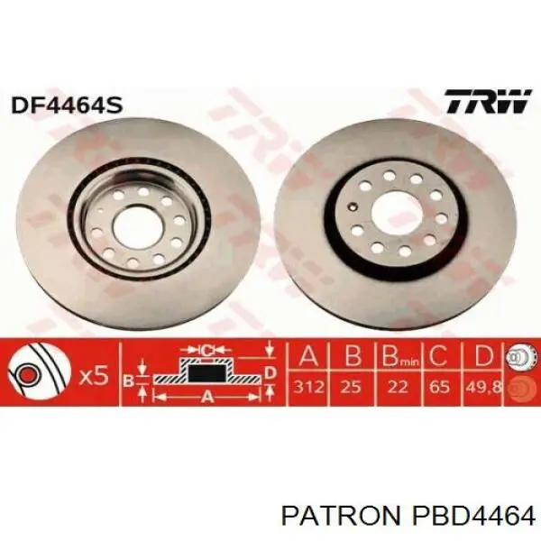 PBD4464 Patron Гальмо дискове переднє