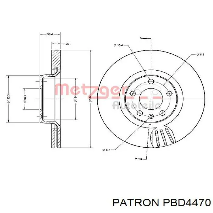 PBD4470 Patron диск гальмівний передній