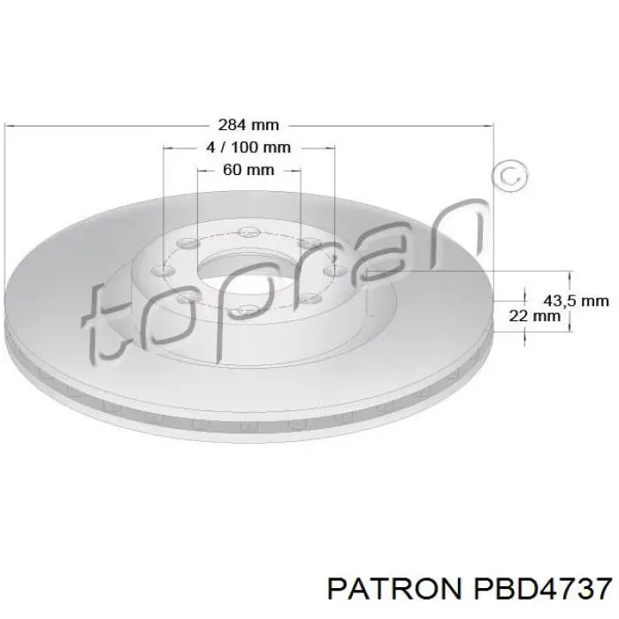 Диск гальмівний передній PBD4737 Patron