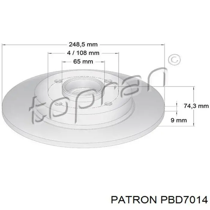 Диск гальмівний задній PBD7014 Patron