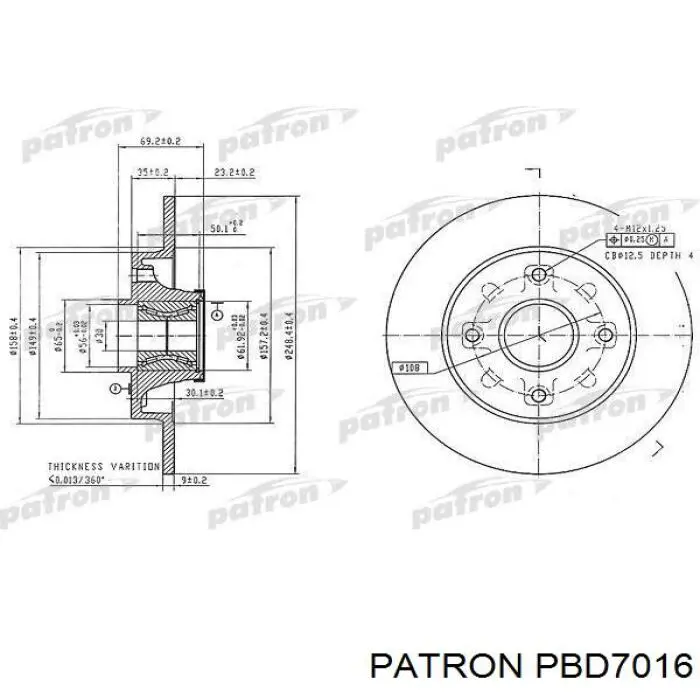 Гальмівні диски PBD7016 Patron