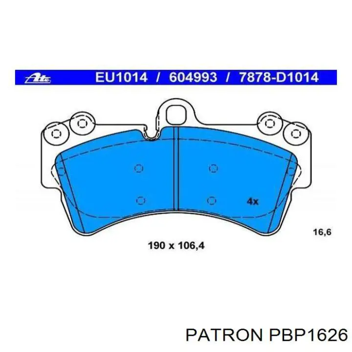 Гальмівні колодки Patron PBP1626 ціна, від 56.67 USD