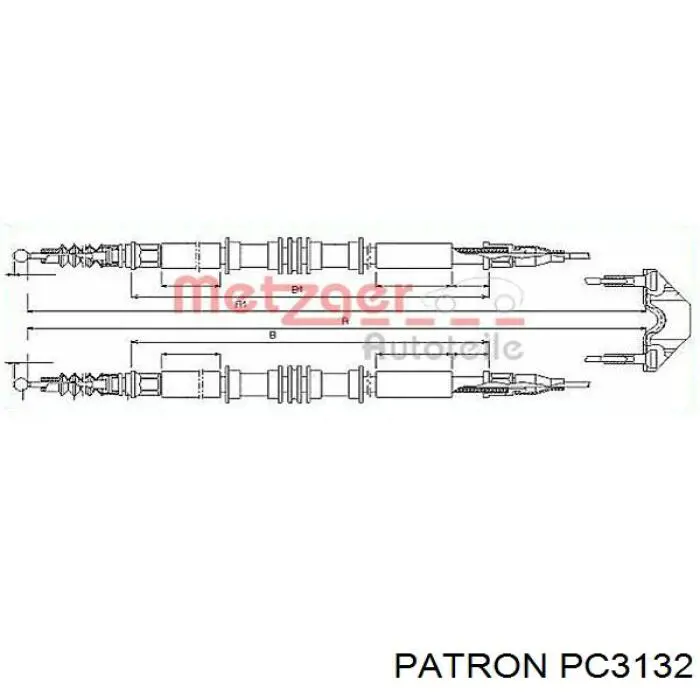 Трос ручного гальма задній, правий/лівий PC3132 Patron