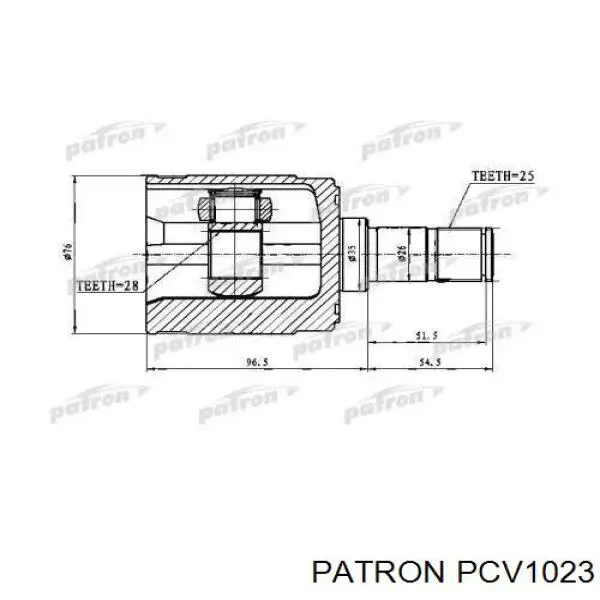 ШРУС внутрішній, передній, правий PCV1023 Patron