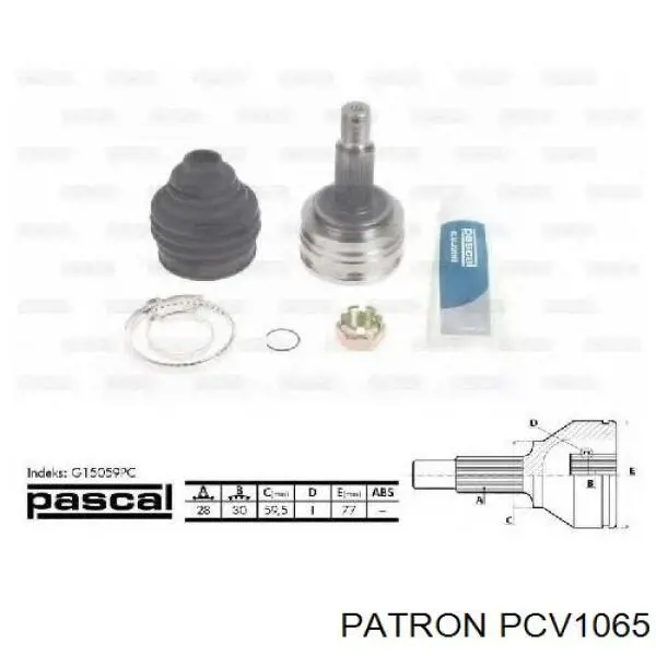 ШРУС зовнішній передній PCV1065 Patron