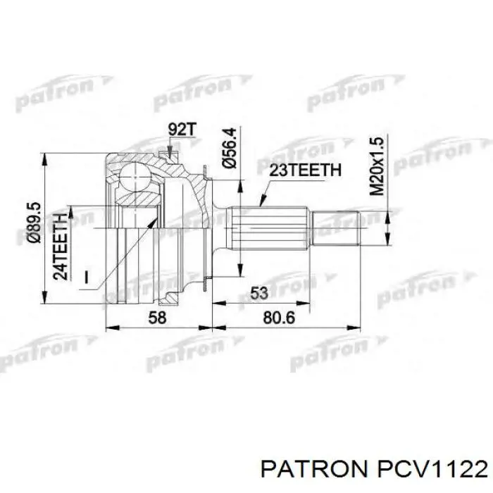 ШРУС зовнішній передній PCV1122 Patron