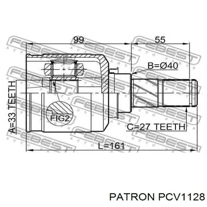 PCV1128 Patron шрус внутрішній, передній, правий