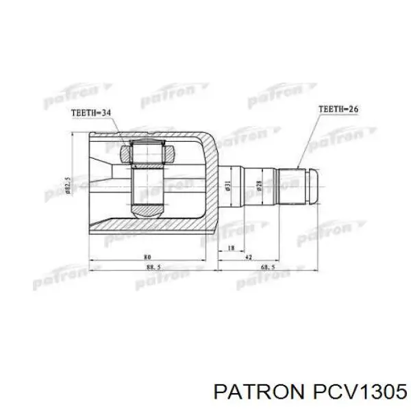 ШРУС внутрішній, передній PCV1305 Patron