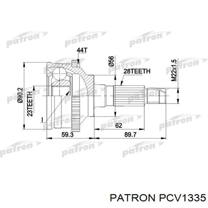 ШРУС зовнішній передній PCV1335 Patron