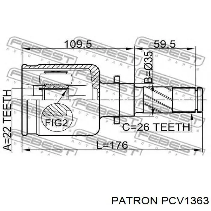 ШРУС внутрішній, передній, лівий MAZDA FG0222620