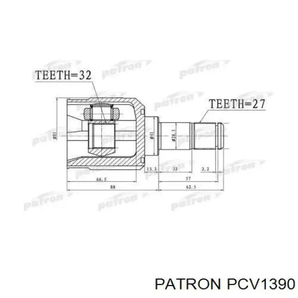 ШРУС внутрішній, передній PCV1390 Patron