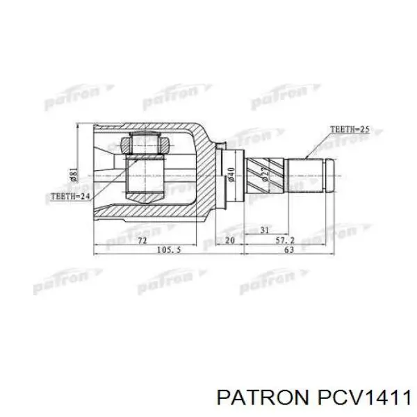 PCV1411 Patron піввісь (привід передня, ліва)