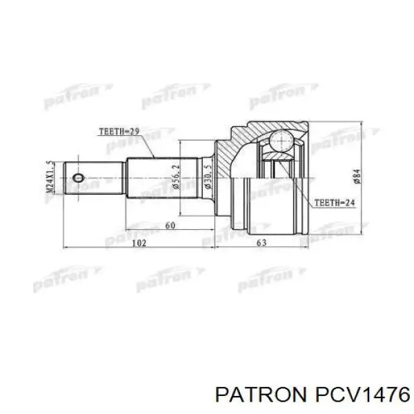 ШРУС зовнішній передній PCV1476 Patron