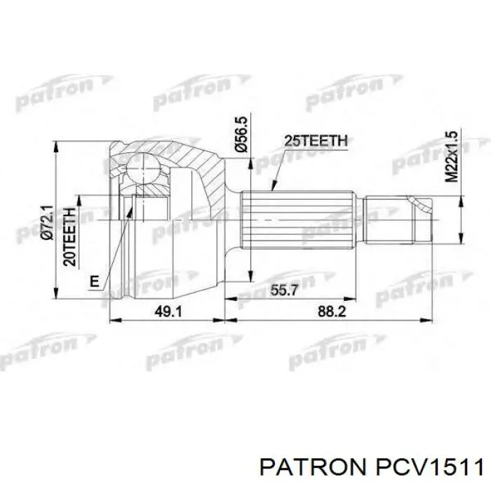 ШРУС зовнішній передній PCV1511 Patron