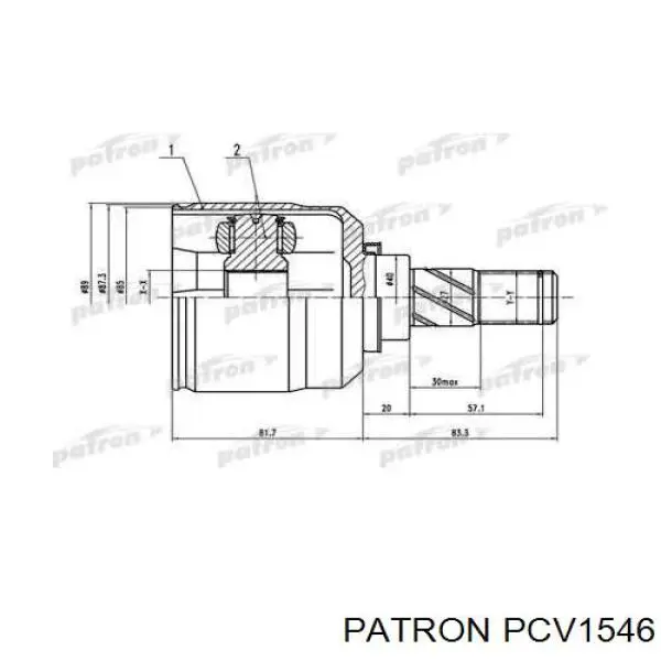 ШРУС внутрішній, передній, правий PCV1546 Patron