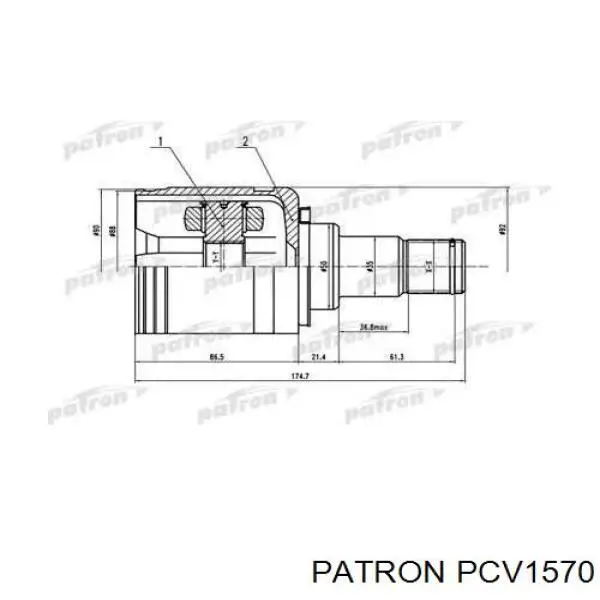 ШРУС внутрішній, передній, лівий PCV1570 Patron