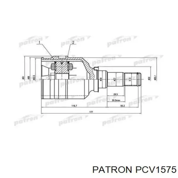 ШРУС внутрішній, передній PCV1575 Patron