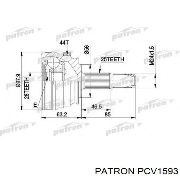 ШРУС зовнішній передній PCV1593 Patron