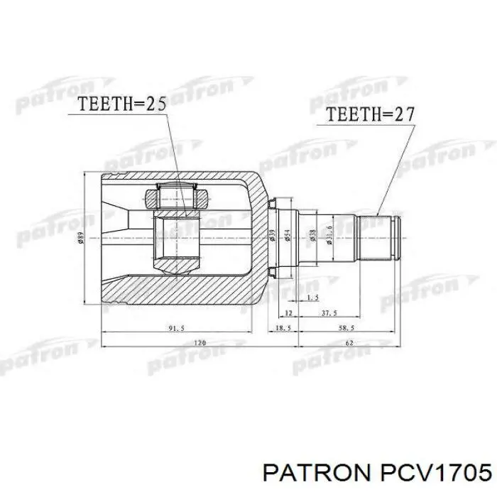 ШРУС зовнішній передній PCV1705 Patron