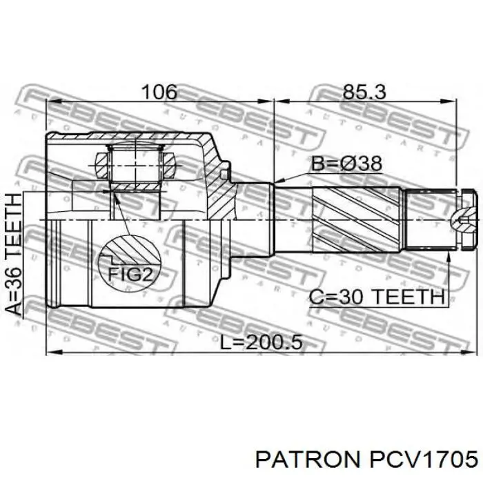 ШРУС зовнішній передній 6M343B436CA Ford