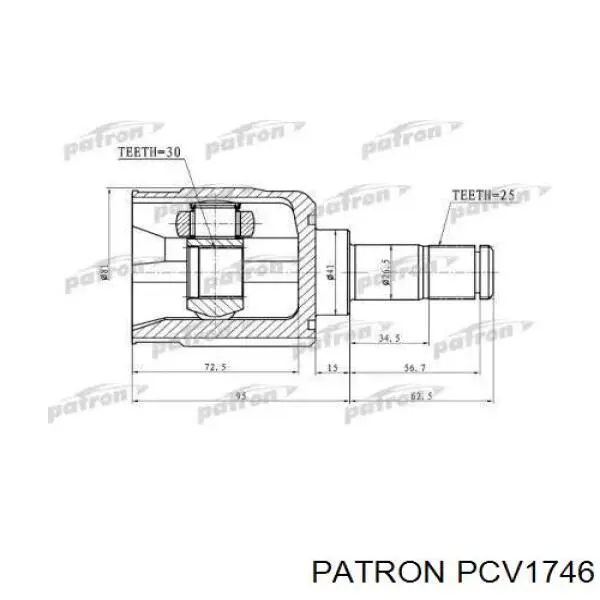 ШРУС внутрішній, передній, правий PCV1746 Patron