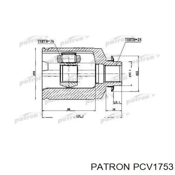 ШРУС внутрішній, передній, правий PCV1753 Patron