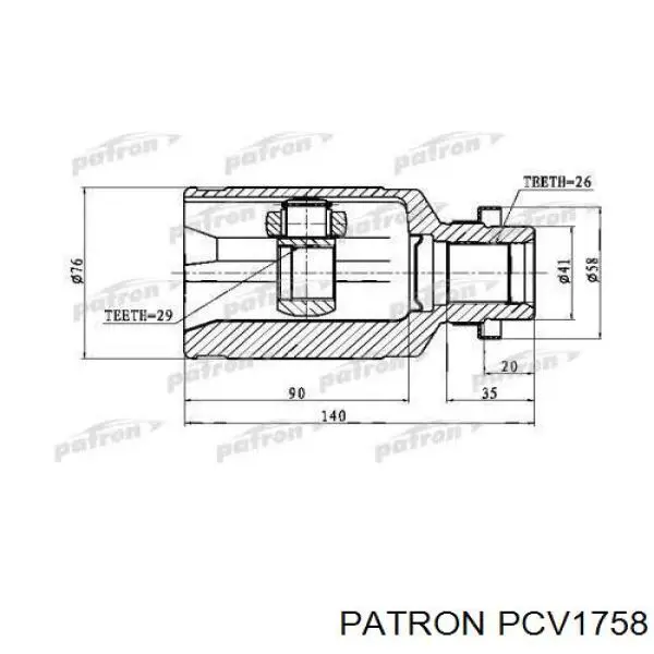 ШРУС внутрішній, передній, правий PCV1758 Patron