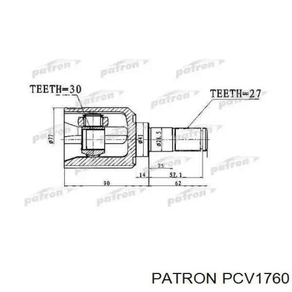 ШРУС внутрішній, передній PCV1760 Patron