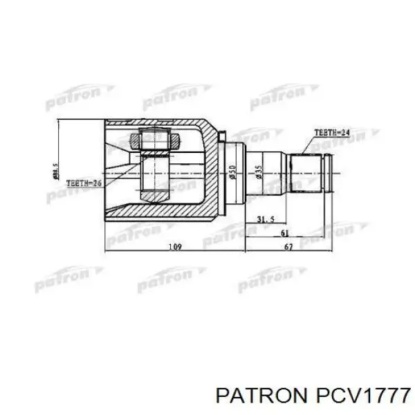 ШРУС внутрішній, передній PCV1777 Patron