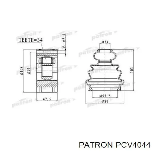 Піввісь (привід) передня PCV4044 Patron