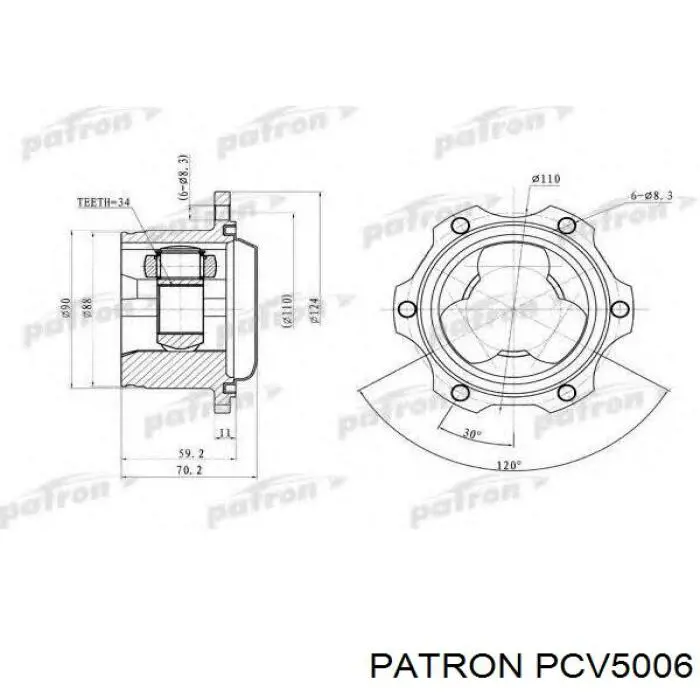 ШРУС внутрішній, передній PCV5006 Patron