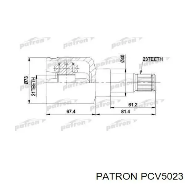 ШРУС внутрішній, передній, лівий PCV5023 Patron