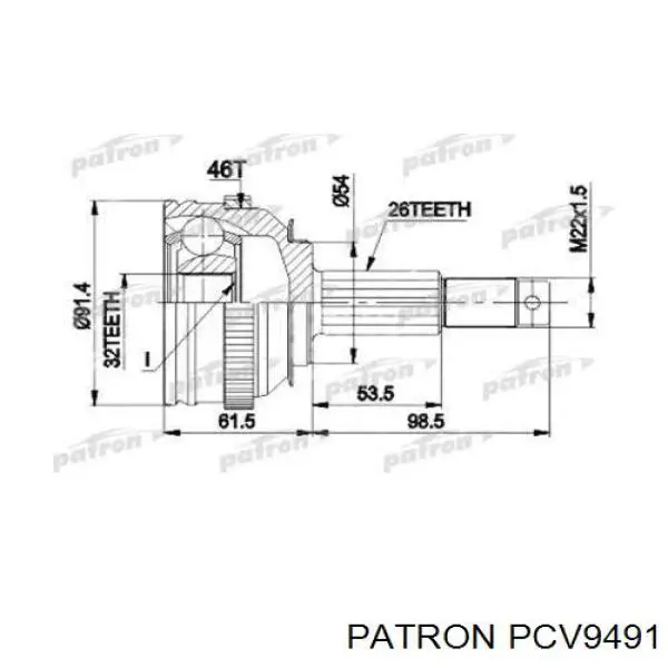 Привід передній лівий Patron PCV9491 ціна, від 109.79 USD
