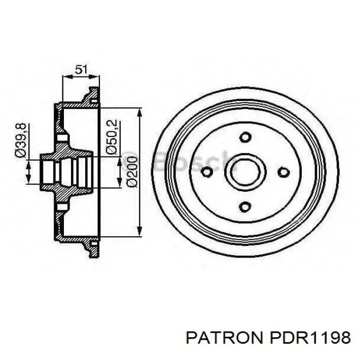 Барабан гальмівний задній PDR1198 Patron