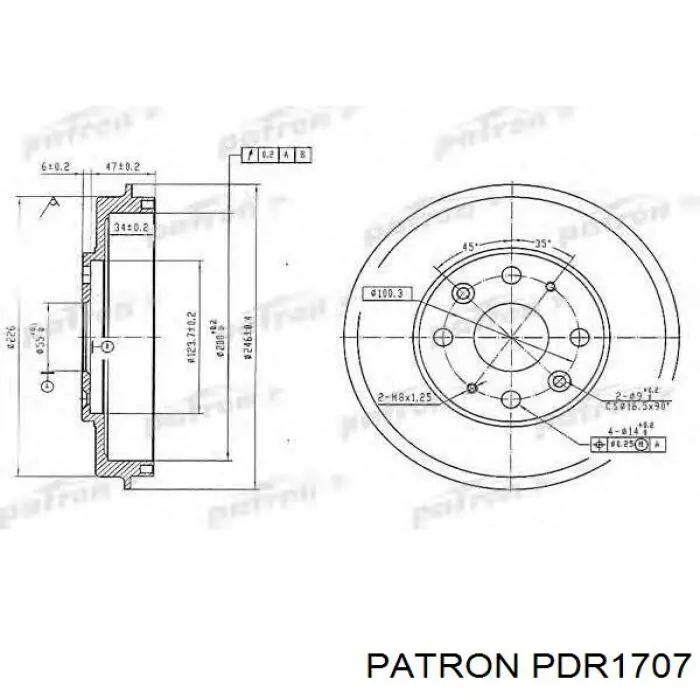 Барабан гальмівний задній PDR1707 Patron