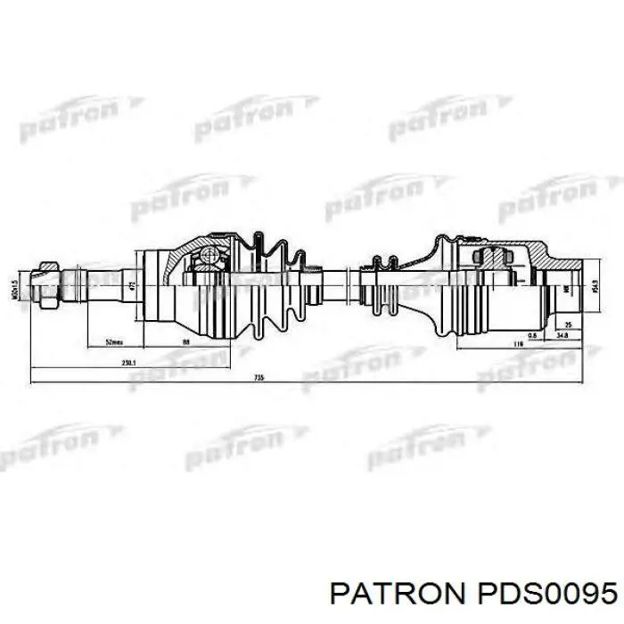 PDS0095 Patron піввісь (привід передня, права)