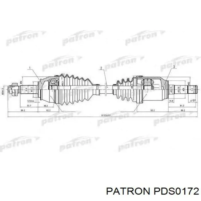 Піввісь (привід) передня, права PDS0172 Patron