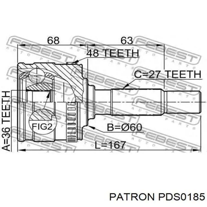 Піввісь (привід) передня PDS0185 Patron