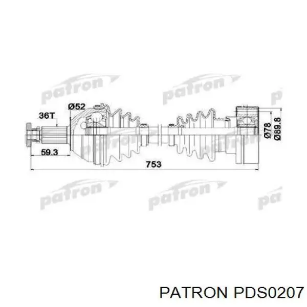 Піввісь (привід) передня, права PDS0207 Patron